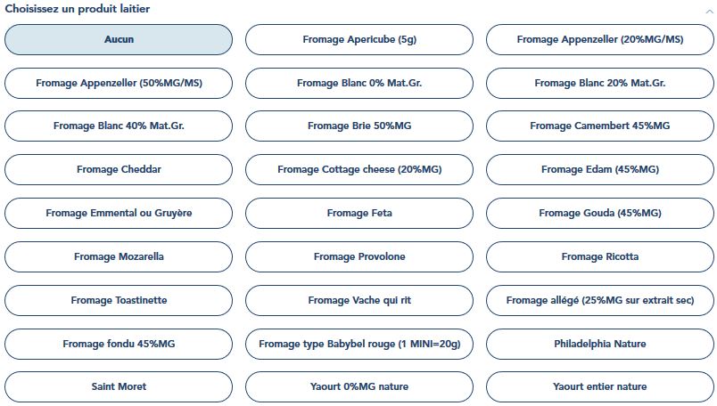 Choix des produits laitiers