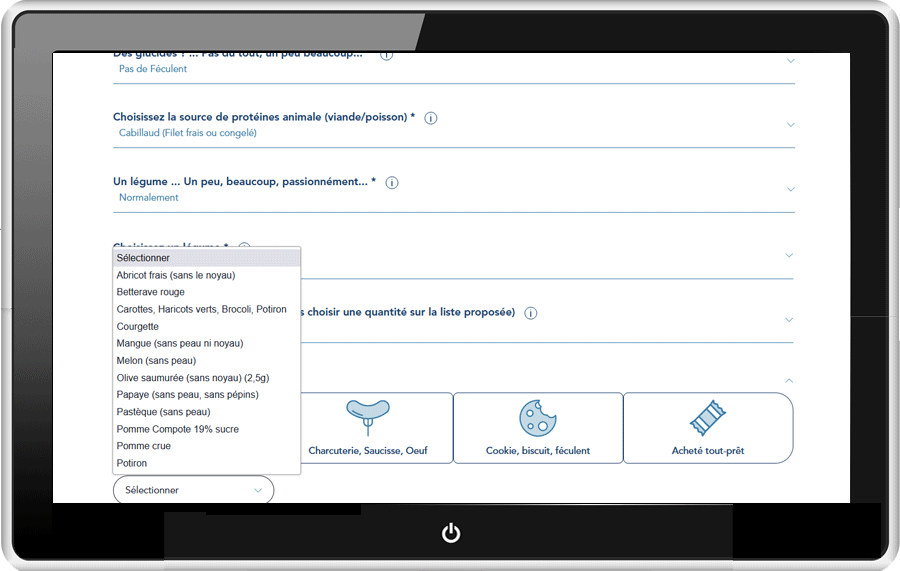 Ingrédients d'une recette sur mesure pour un chat en surpoids - choix des friandises sur ordi