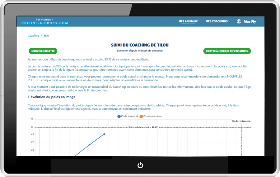 Suivi coaching chiot en croissance - ordi