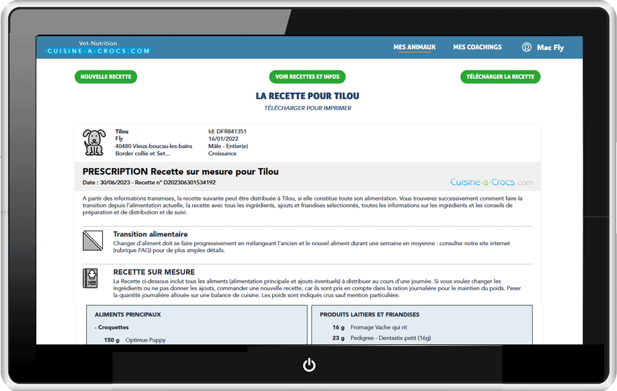 Recette sur mesure pour un chiot en croissance - alimentation commerciale et friandises