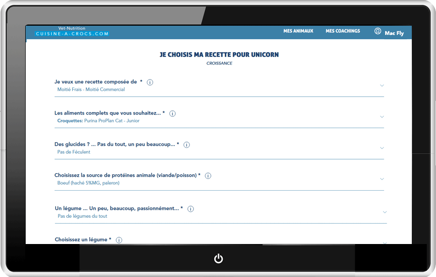 Ingredients d'une recette mixte pour chaton - coaching croissance cuisine-a-crocs